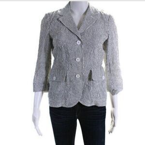 Boy. Band Of Outsiders Womens Linen Stripe Notch Collar Blazer
